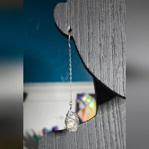 Elegant Silver Wire-Wrapped Quartz Earrings